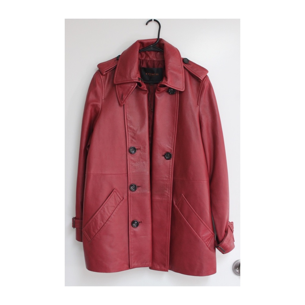 Vintage Red Leather Coach Jacket